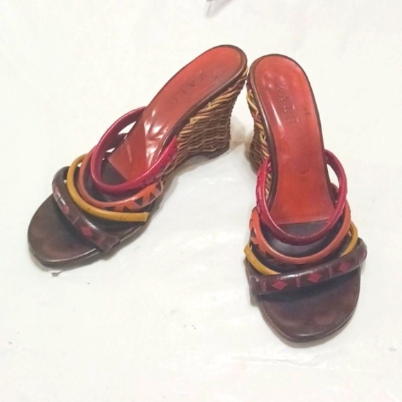 ZALO Leather and Straw Wedge Sandals - Picture 10 of 10